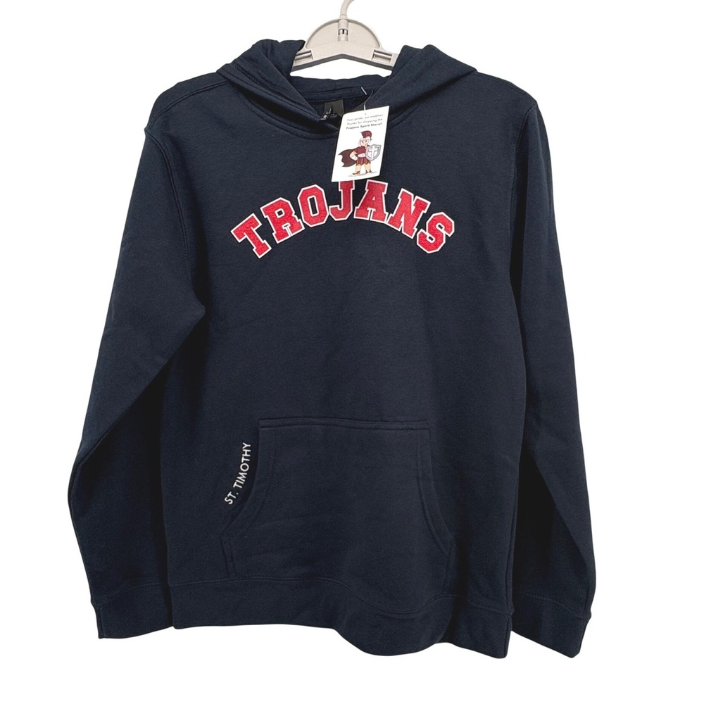 District Hoodie Youth Large Navy Blue Trojans St‎ Timothy V.I.T. Fleece Pullover